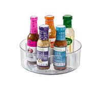 iDesign Organizador de especias de plástico reciclado, especiero giratorio de la colección exclusiva de Rosanna Pansino, base giratoria y separador extraíble, blanco y transparente