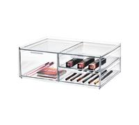 iDesign Maquillaje, cajonera pequeña con 3 cajones de la colección Exclusiva de Sarah Tanno, Organizador de plástico para cosméticos y Utensilios, Transparente, 30,5 x 20,3 x 11,4 cm