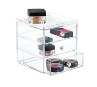 iDesign Organizador de maquillaje con 3 cajones, compacta minicómoda apilable de plástico, mini cajonera para productos de belleza y cosméticos, transparente, 1 x Mirror