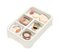 iDesign Organizador de Maquillaje, Organizador de Joyas de plástico Reciclado sin BPA con 5 Compartimentos, Bandeja organizadora para Guardar Accesorios, Blanco, Eco Tray