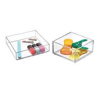 iDesign Organizador De Maquillaje Y Cosméticos, Organizador De Cajones Grande De Plástico Libre De Bpa + Cubertero Para Cajón, Organizador De Cajones Extrapequeño De Plástico
