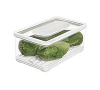 iDesign ID Fresh Nevera con Tapa, Recipiente hermético Grande para Frutas y Verduras con regulación de Aire, Organizador de plástico, Transparente/Blanco/Verde, 31.75/19.05/14.22 cm