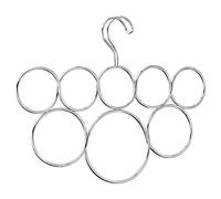 iDesign Perchas ahorra espacio, organizador de pañuelos antiarrugas de metal, colgador de accesorios con 8 anillos para chales, corbatas o cinturones, plateado
