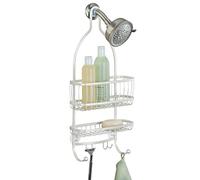 iDesign Perchero Baño para Colgar en la Bañera, Metal, Blanco, 25.6x10.3x56 cm