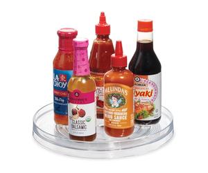iDesign Plato giratorio para la cocina, organizador de armarios grande de plástico libre de BPA, especiero giratorio para guardar especias y tarros en la despensa, transparente, 27.9 cm