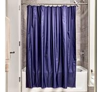 iDesign Poly SC/Liner Cortina de baño de tela, Cortina impermeable con dobladillo reforzado, Cortina de ducha lavable a máquina, 183,0 cm x 183,0 cm, Poliéster azul marino