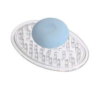 iDesign Portajabón para baño o cocina, jabonera pequeña de plástico, soporte para jabón con forma ovalada y diseño de picos, transparente