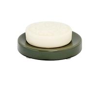 iDesign Soap Dish, Rounded Ceramic Soap Bar Holder with Non-Slip Feet, Practical Bathroom Accessory for Bathroom Washbasin or Kitchen Sink, Green