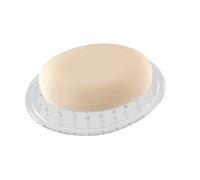 iDesign Soap Savers Jabonera de baño y cocina, jaboneras de plástico ovaladas, juego de 2 portajabones, transparente