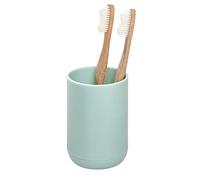 iDesign Soporte para cepillos de dientes con capacidad para 4 cepillos, pequeño portacepillos de dientes de plástico, guarda cepillos eléctricos y manuales redondo, azul claro