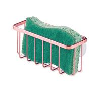 iDesign Soporte para esponja de fregadero, hecho de metal con revestimiento inoxidable con ventosas fuertes, soporte para jabón de cocina, cobre