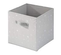Idesign Tela, Cesta Plegable Mediana En Mezcla De Algodón Y Poliéster Con 2 Asas, Caja Organizadora Estampada Para Armario, Dormitorio O Habitación Infantil, Gris, X 33,0 Cm
