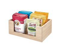 iDesign The Home Edit Series, papelera de madera, frente abierto, natural