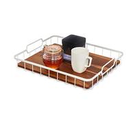 iDesign The Ría Safford Collection by Acacia Wood and Wire - Bandeja para Servir, 14.5 x 7.5 x 3.2 Pulgadas, Coco