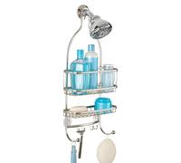 Idesign York Metal Hire Shower Caddy Espacio extra amplio para acondicionador de champ y jabn con ganchos para toallas de afeitar y ms 10 """" x 4 ""