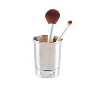 iDesign York Metal Vaso para cepillos de dientes o enjuague bucal, práctico portacepillos y organizador de baño de metal, plateado/plateado mate