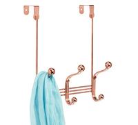 iDesign York - Organizador de metal sobre la puerta, estante de 3 ganchos para dormitorio, armario, baño, 4 x 8.3 x 11 pulgadas, oro rosa