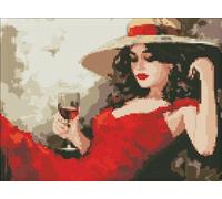 IDEYKA Niña con sombrero - Kit de pintura de diamantes para adultos, pintura de punto de diamante para principiantes, mosaico de diamantes en marco, kits de pintura de arte de piedras preciosas, kits