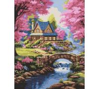 IDEYKA Una casa en flores - Kit de pintura de diamantes para adultos, pintura de punto de diamante para principiantes, mosaico de diamantes en marco, kits de pintura de piedras preciosas, kits de