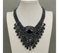 IDGTTLDF 18'' Black Crystal Braided Chokers Necklace Crystal Pendant