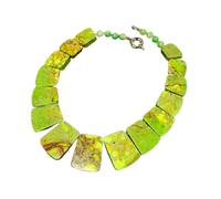 IDGTTLDF 18 ''color mezclado verde sedimento marino jaspe collar graduado gargantillas collar hecho a mano for mujeres