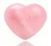 IDGTTLDF 1pc 150-200g Rose Quartz Puffy Heart Shaped Palm Stone Love Pocket Stone Crystal Gemstone