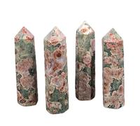 IDGTTLDF 1pc 4-5cm Crystal Pillar Green Cherry Blossom Agate Single Pointed Hexagonal Ornament