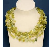 IDGTTLDF 20" 5 Strands Green Jade Top-drilled Fancy Polished Necklace Bracelet Sets For Women