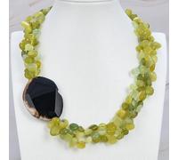IDGTTLDF 20" Stone Green Jade Top-drilled Fancy Polished Raw Drusy Slice Agate Gems Stone Necklace Lady Jewelry