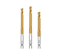 IDGTTLDF 3pcs 3mm HSS Hexagon Shank Twist Drill Bits Serrated Grooving Cutting Tap Spiral Saw Wood Metal Hole Saw Titanium Drill IDGTTLDF
