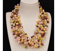IDGTTLDF 5 Rows Freshwater Cultured Mix Color Pearl Necklace Bracelet Sets Multi Strands Jewelry