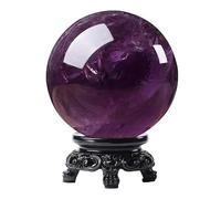 IDGTTLDF Amethyst Ball Brazilian Purple Crystal Rough Stone Hand-Polished Seven-Star Array Home feng Shui Ornaments,50mm