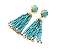 IDGTTLDF Azul redondo turquesa rojo cristal pavimentado Color oro plateado turquesas Stud pendientes accesorio for mujeres regalos