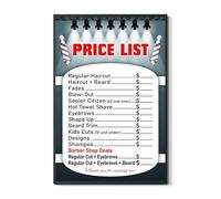 IDGTTLDF Barber Shop Decor Poster - Retro Haircut Price List Art Print, Vintage Stylist Service Menu for Wall in Living Room or Office Unframed,12x18inch(30x45cm)