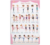 IDGTTLDF Beginner Ballet Poster - Essential Poses & Positions Chart for Young Dancers, Inspiring Dance Class Decor Framed,12x18inch(30x45cm)