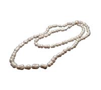 IDGTTLDF Collar de cadena larga for suéter con perlas de agua dulce, cuentas de calabaza blancas cultivadas naturales de 44 pulgadas, estilo clásico