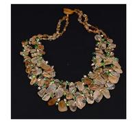 IDGTTLDF Collar en bruto de citrino y topacio amarillo de 3 hebras, cristal hecho a mano for mujer