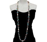 IDGTTLDF Cultured Freshwater White Rice Pearl Multi Color Top-Drilled Teardrop Crystal Long Necklace 49"