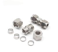IDGTTLDF Double Trap Metal Pipe Connector of Cutting Sleeve Type 304 Stainless Steel OD 3 4 6 810mm1/8 1/4" 3/8 "1/2"(6mm)