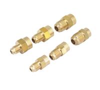 IDGTTLDF Flare Thread 7/16" 5/8" 1/2" UNF Male x 1/8" 1/4" 3/8" NPT Female Brass SAE 45 Degree Pipe Connector Fitting Adapters(Gold)