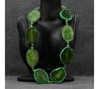 IDGTTLDF Green Agate Slice Freeform Slab Nugget Crystal Gems Stone Necklace For Lady
