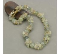 IDGTTLDF Green Prehnite Quartz Real Gems Stone Necklace Bracelet Sets For Lady Gifts (Necklace)