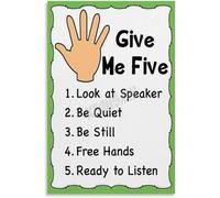 IDGTTLDF High Five Motivational Wall-Art - Colorful Give Me Five for Celebrating Achievements, Behavior Chart for Classroom, Homeschool and Nursery Decor Framed,12x18inch(30x45cm)