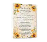 IDGTTLDF Inspirational Beatitudes Poster Print on Canvas, Blessed are the... Matthew 5 Wall Decor, Vintage Christian Art Framed,12x18inch(30x45cm)