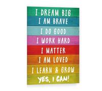 IDGTTLDF Inspirational Quote Wall Art for Kids, Dream Big Canvas Print with Positive Affirmations for Bedroom, Playroom, School Framed,08x12inch(20x30cm)