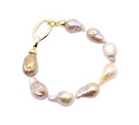 IDGTTLDF Joyería de agua dulce cultivada púrpura Keshi perla collar pulsera pendientes conjuntos for dama moda (Bracelet)