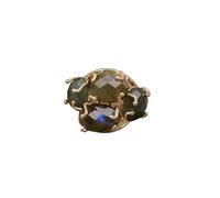 IDGTTLDF Labradorite Shimmer Stone Gold color Electroplated Rings Adjustable Gems Ring For Lady