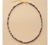 IDGTTLDF Latest Stone Women Chokers Necklace Fashion Chain Short Collar Trendy Simple Jewelry Femme (Purple Jasper)