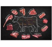 IDGTTLDF Man Cave Wall Art - Beef Cuts Butcher Chart - Cool Canvas Poster for Garage, Home Bar, Game Room, or Grilling Patio Decor Framed,16x24inch(40x60cm)