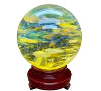 IDGTTLDF Melting Yellow Crystal Sphere | Citrine Gemstone Ball for Home & Office Decor | Feng Shui Wealth & Abundance, Raw Polished Stone,5.9"(15cm)